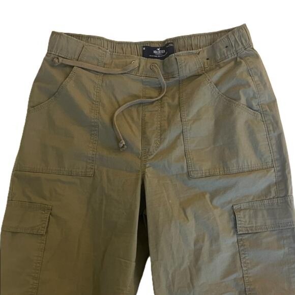 Hollister Men Pants Medium Olive Adjustable Rise Parachute Baggy Cargo Pockets - Picture 3 of 7